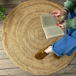 100% sustainable Jute round Rug available in four sizes